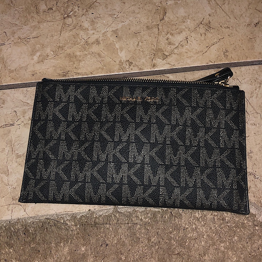 Michael Kors Black and Tan Logo Clutch
